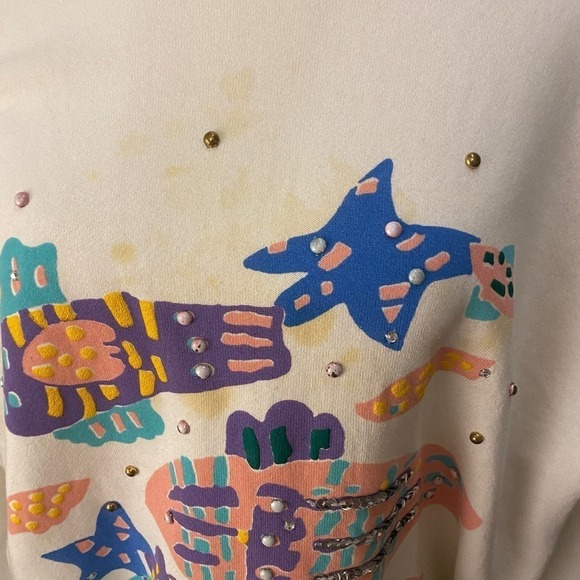 Vintage 80s Ken Done Australia Pullover Sweatshirt Long Sleeve White Medium - Picture 5 of 11